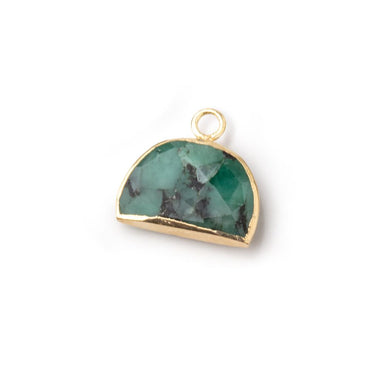 10x15mm Gold Leafed Emerald Faceted Half Moon Focal Pendant 1 piece (ONLINE ORDER ONLY)
