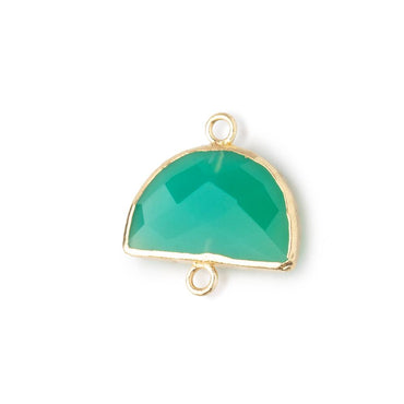 10x15mm Gold Leafed Green Onyx Faceted Half Moon Focal Connector 1 piece (ONLINE ORDER ONLY)