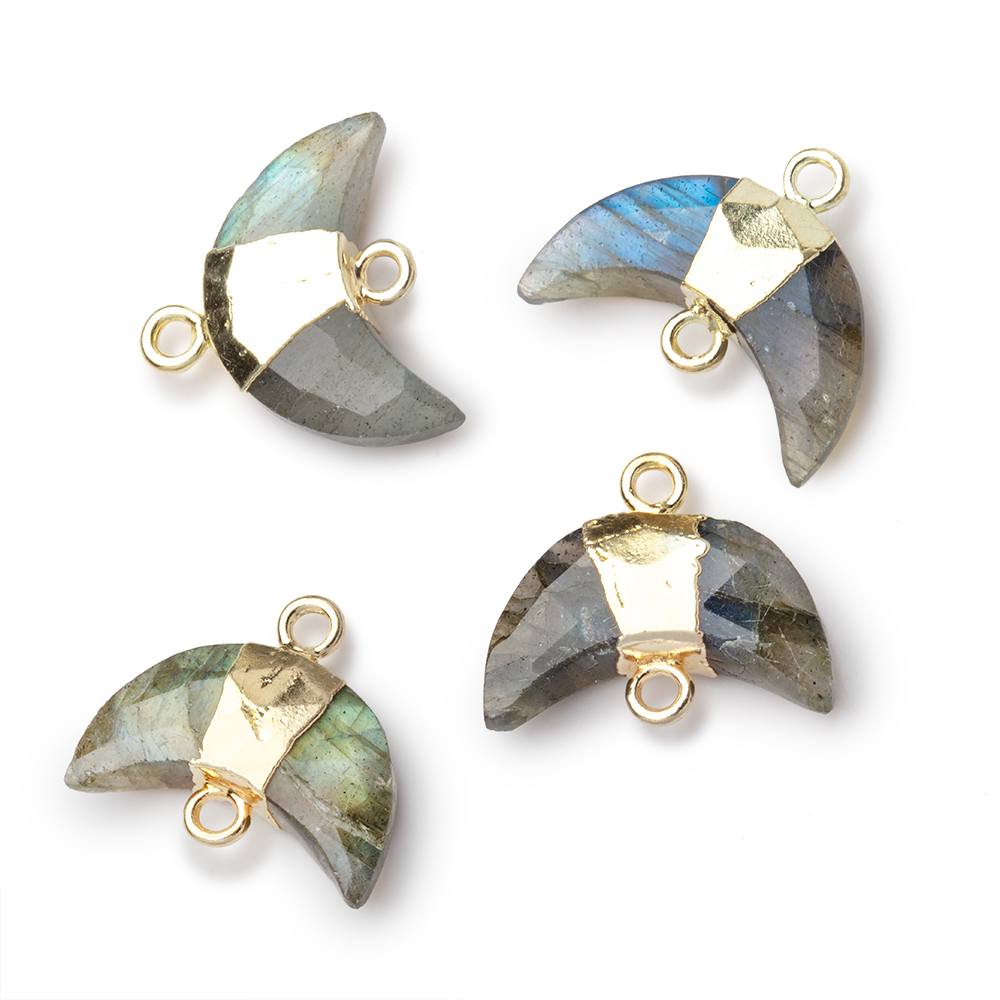 10x15mm Gold Leafed Labradorite Faceted Crescent Moon 1 Focal Connector (ONLINE ORDER ONLY)