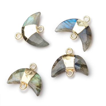 10x15mm Gold Leafed Labradorite Faceted Crescent Moon 1 Focal Connector (ONLINE ORDER ONLY)