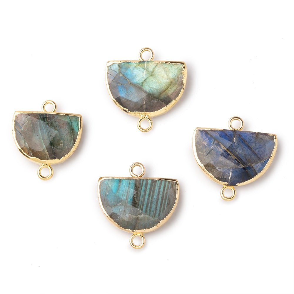 10x15mm Gold Leafed Labradorite Faceted Half Moon Focal Connector 1 piece (ONLINE ORDER ONLY)
