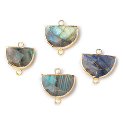 10x15mm Gold Leafed Labradorite Faceted Half Moon Focal Connector 1 piece (ONLINE ORDER ONLY)