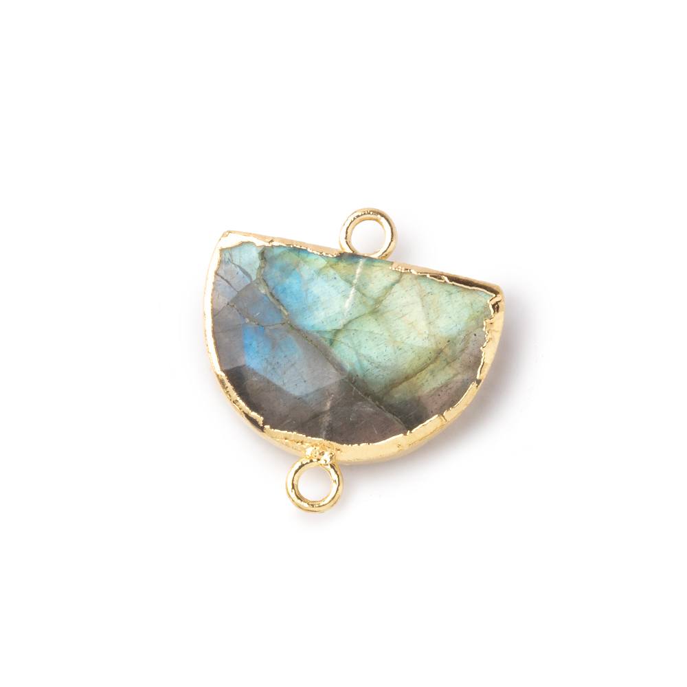 10x15mm Gold Leafed Labradorite Faceted Half Moon Focal Connector 1 piece (ONLINE ORDER ONLY)
