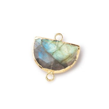 10x15mm Gold Leafed Labradorite Faceted Half Moon Focal Connector 1 piece (ONLINE ORDER ONLY)