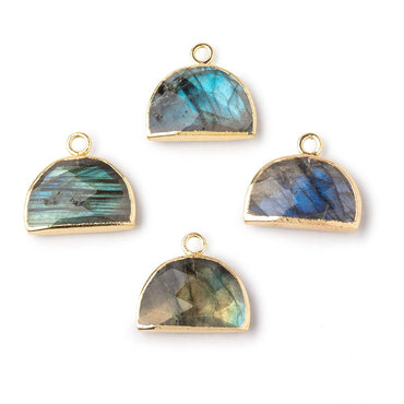 10x15mm Gold Leafed Labradorite Faceted Half Moon Focal Pendant 1 piece (ONLINE ORDER ONLY)