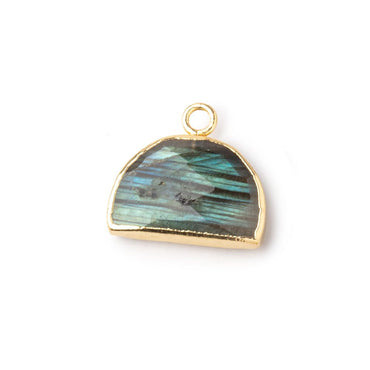 10x15mm Gold Leafed Labradorite Faceted Half Moon Focal Pendant 1 piece (ONLINE ORDER ONLY)