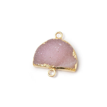 10x15mm Gold Leafed Pink Drusy Half Moon Focal Connector 1 piece (ONLINE ORDER ONLY)