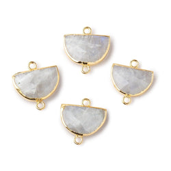 10x15mm Gold Leafed Rainbow Moonstone Faceted Half Moon Focal Connector 1 piece (ONLINE ORDER ONLY)