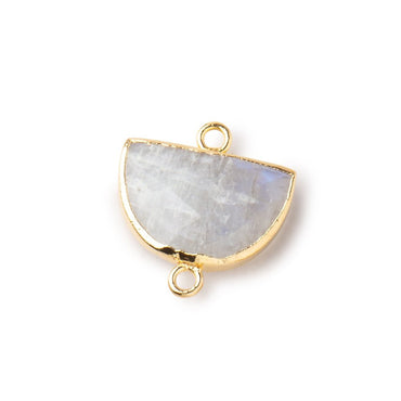 10x15mm Gold Leafed Rainbow Moonstone Faceted Half Moon Focal Connector 1 piece (ONLINE ORDER ONLY)