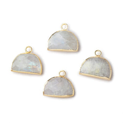 10x15mm Gold Leafed Rainbow Moonstone Faceted Half Moon Focal Pendant 1 piece (ONLINE ORDER ONLY)