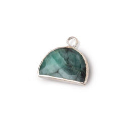 10x15mm Silver Leafed Emerald Faceted Half Moon Focal Pendant 1 piece (ONLINE ORDER ONLY)