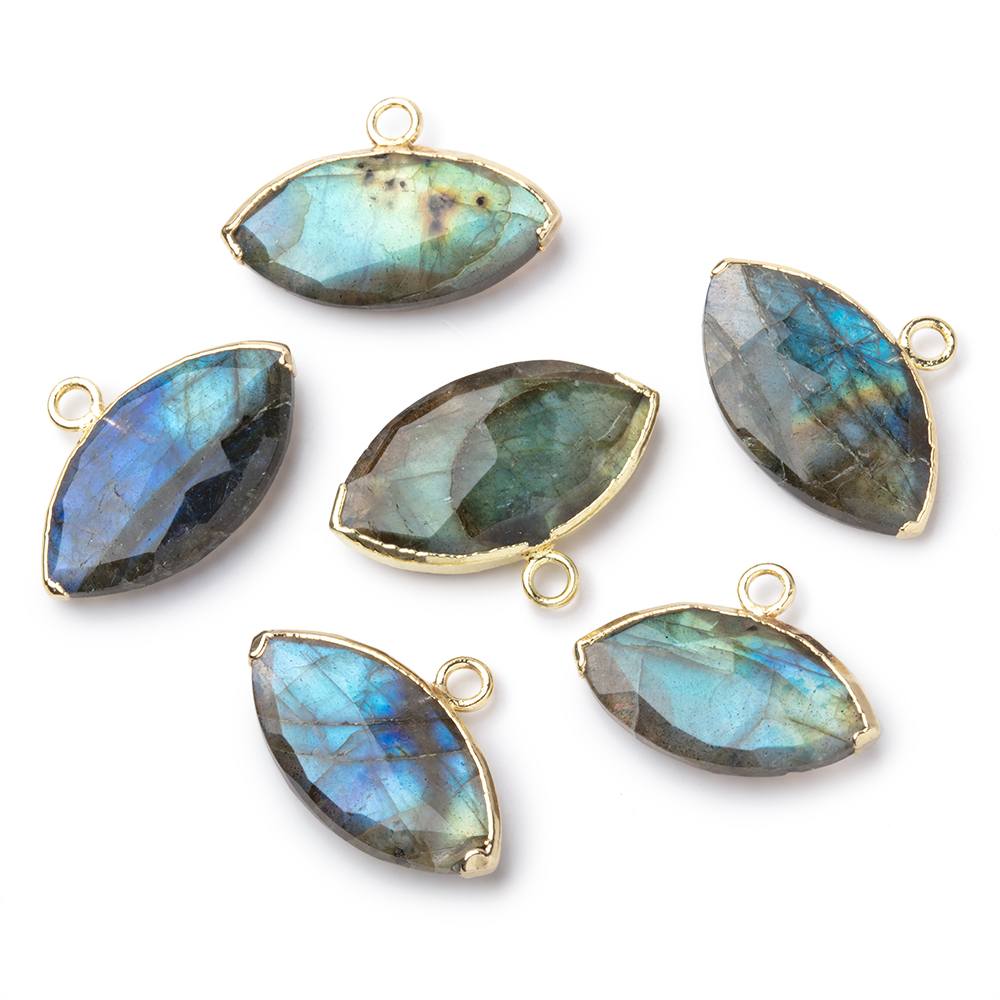 10x19-11x21mm Gold Leafed Labradorite Faceted Marquise 1 Focal Pendant (ONLINE ORDER ONLY)
