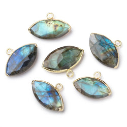 10x19-11x21mm Gold Leafed Labradorite Faceted Marquise 1 Focal Pendant (ONLINE ORDER ONLY)