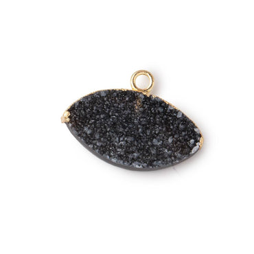 10x19mm Gold Leafed Black Drusy Marquise Focal Pendant 1 piece (ONLINE ORDER ONLY)