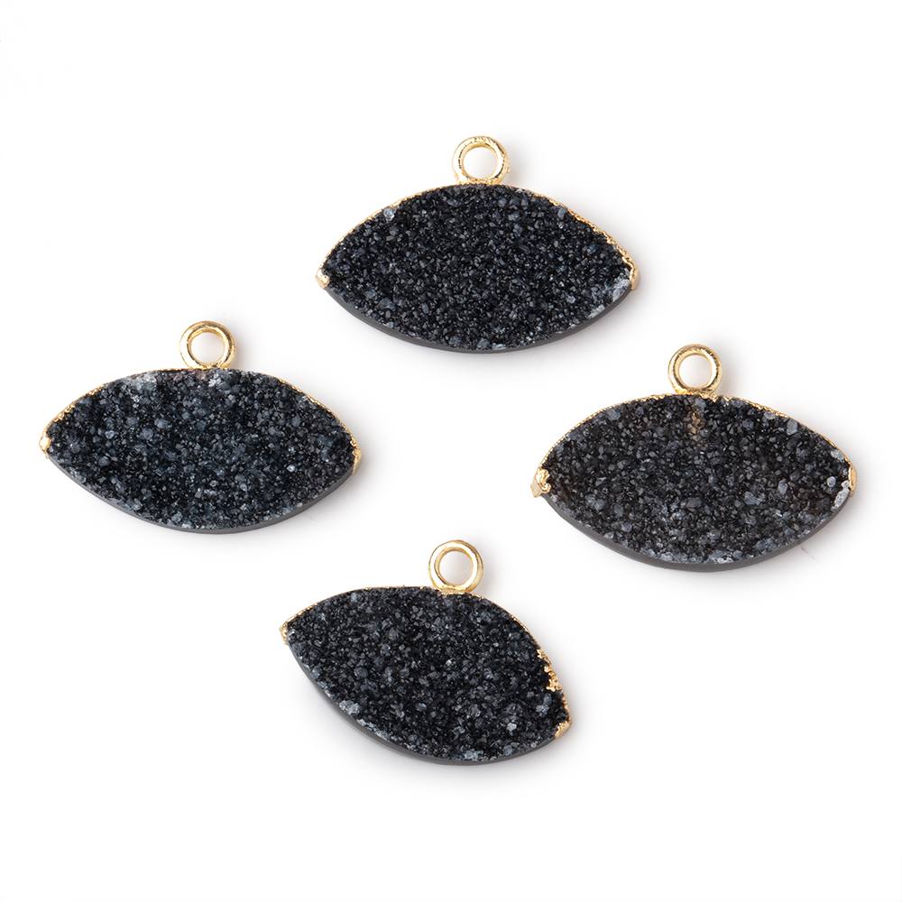 10x19mm Gold Leafed Black Drusy Marquise Focal Pendant 1 piece (ONLINE ORDER ONLY)