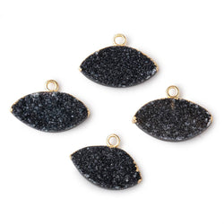 10x19mm Gold Leafed Black Drusy Marquise Focal Pendant 1 piece (ONLINE ORDER ONLY)