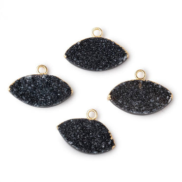 10x19mm Gold Leafed Black Drusy Marquise Focal Pendant 1 piece (ONLINE ORDER ONLY)