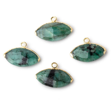 10x19mm Gold Leafed Emerald Faceted Marquise Focal Pendant 1 piece (ONLINE ORDER ONLY)