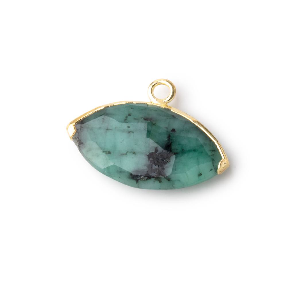 10x19mm Gold Leafed Emerald Faceted Marquise Focal Pendant 1 piece (ONLINE ORDER ONLY)