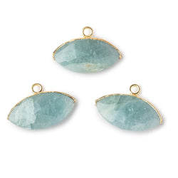 10x20mm Gold Leafed Aquamarine Faceted Marquise Focal Pendant 1 piece (ONLINE ORDER ONLY)