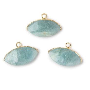 10x20mm Gold Leafed Aquamarine Faceted Marquise Focal Pendant 1 piece (ONLINE ORDER ONLY)