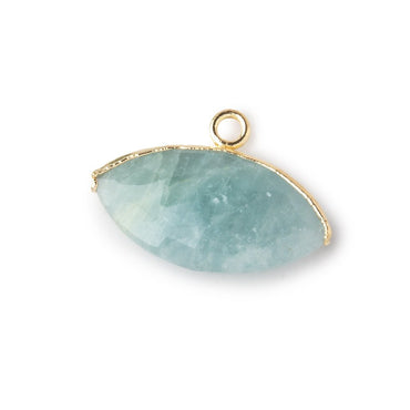 10x20mm Gold Leafed Aquamarine Faceted Marquise Focal Pendant 1 piece (ONLINE ORDER ONLY)