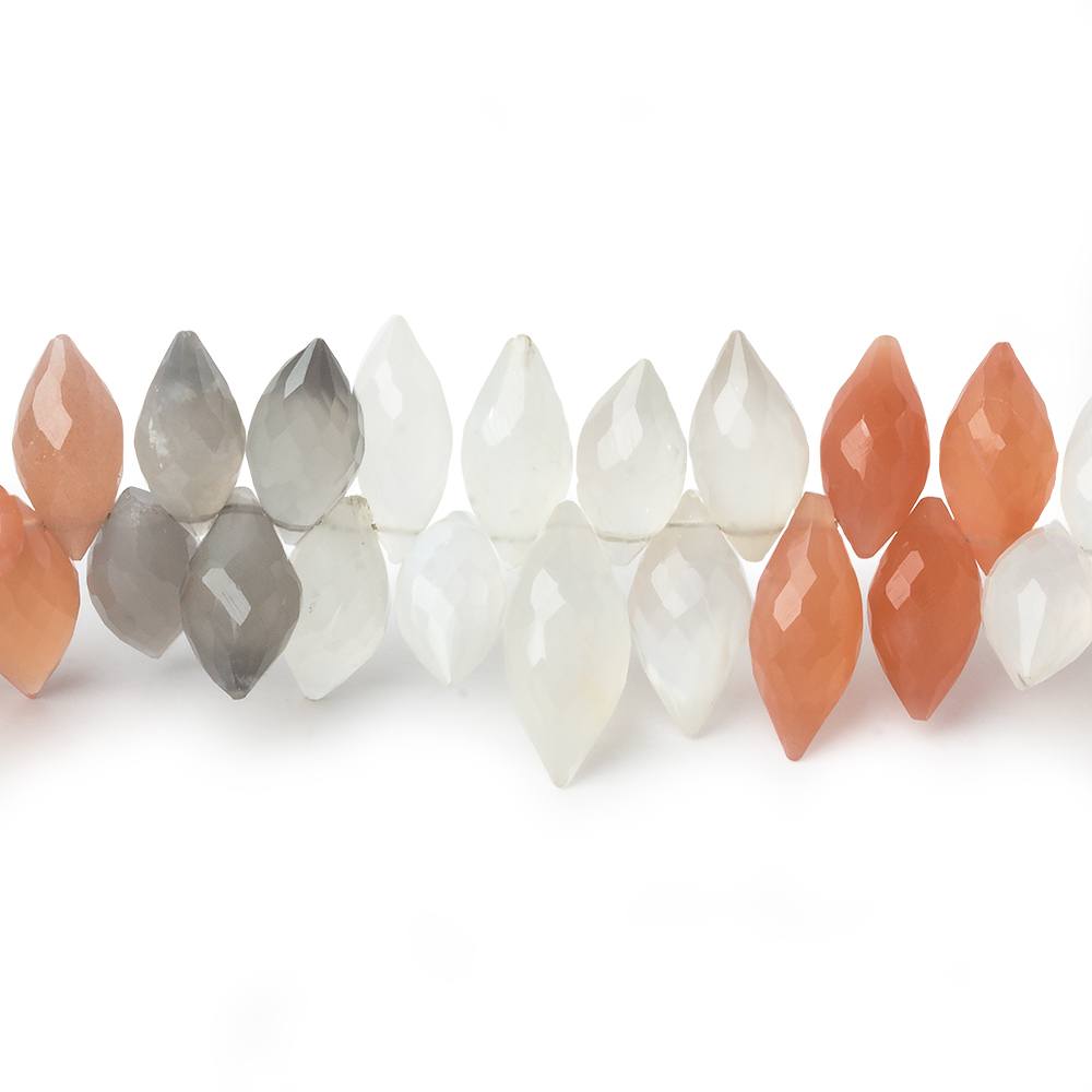 10x5-12x6mm Multi Color Moonstone faceted marquise 8 inch 74 beads AA (ONLINE ORDER ONLY)