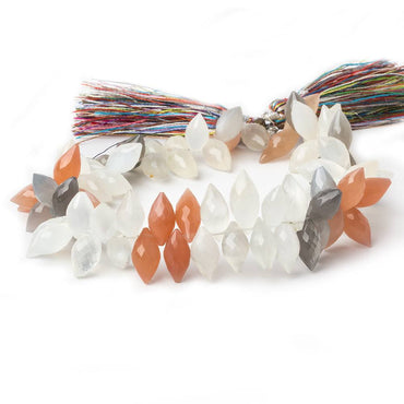 10x5-12x6mm Multi Color Moonstone faceted marquise 8 inch 74 beads AA (ONLINE ORDER ONLY)