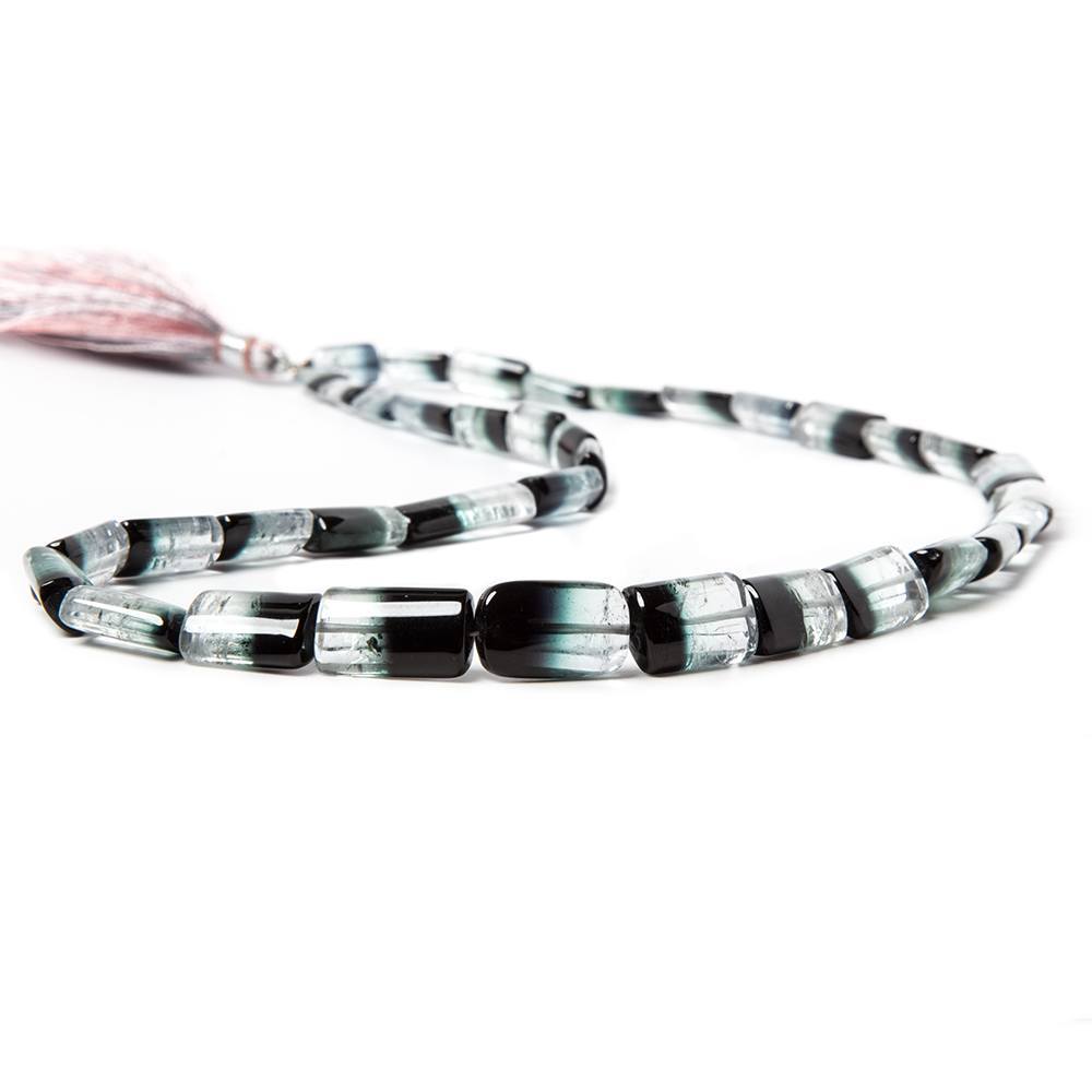10x5-15x10mm Colorless and Indicolite Tourmaline plain tube 37 beads 18 inch (ONLINE ORDER ONLY)