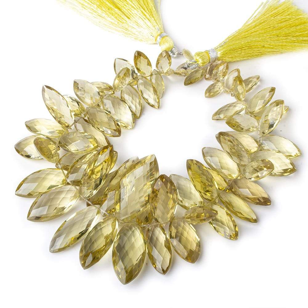 10x5-28x13mm Lemon Quartz top drilled Faceted Marquise beads 9 inch 62 pieces AAA (ONLINE ORDER ONLY)