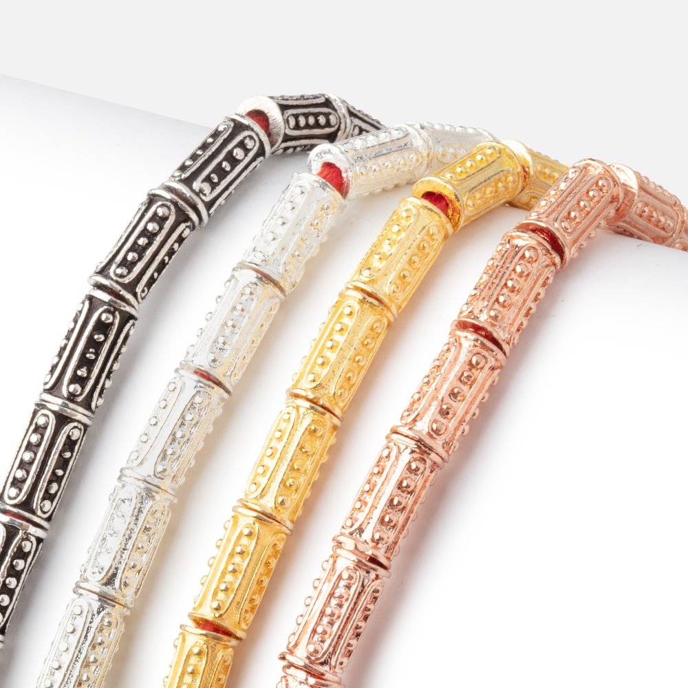 10x5mm Dotted Oval Design Tube Beads 8 inch 21 pieces (ONLINE ORDER ONLY)