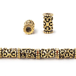 10x5mm Floral Design Tube Beads 8 inch 21 pieces (ONLINE ORDER ONLY)