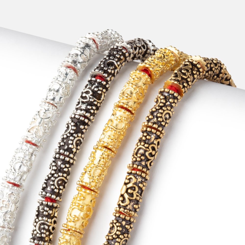 10x5mm Floral Design Tube Beads 8 inch 21 pieces (ONLINE ORDER ONLY)