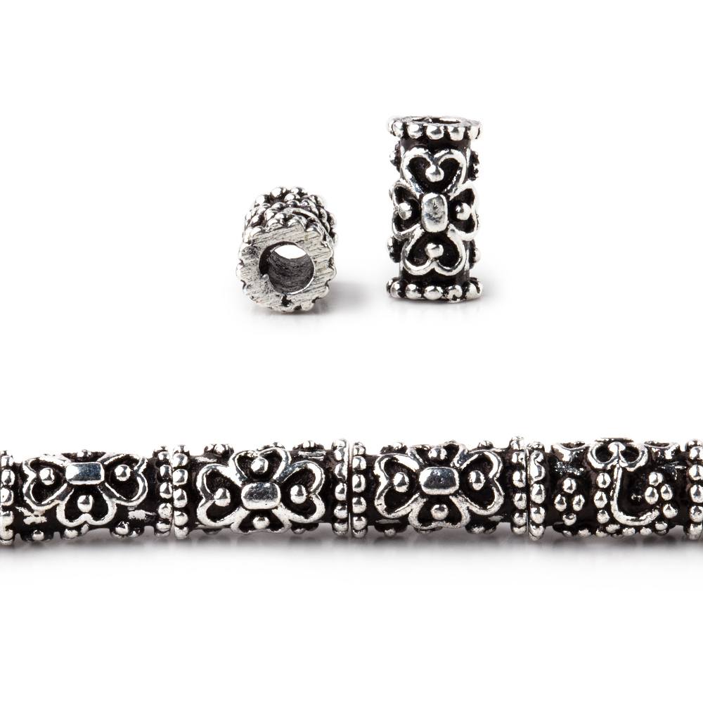 10x5mm Floral Design Tube Beads 8 inch 21 pieces (ONLINE ORDER ONLY)