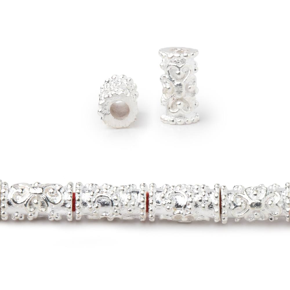 10x5mm Floral Design Tube Beads 8 inch 21 pieces (ONLINE ORDER ONLY)