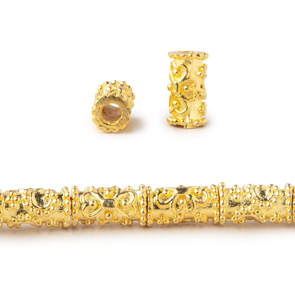 10x5mm Floral Design Tube Beads 8 inch 21 pieces (ONLINE ORDER ONLY)