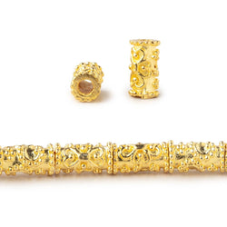 10x5mm Floral Design Tube Beads 8 inch 21 pieces (ONLINE ORDER ONLY)