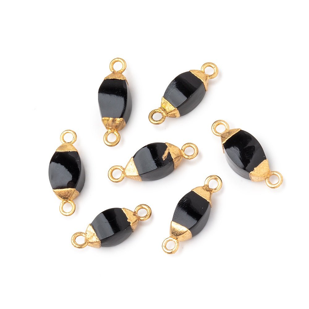 10x5mm Gold Leafed Black Onyx 4 sided Marquise Connector 1 piece (ONLINE ORDER ONLY)