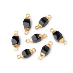 10x5mm Gold Leafed Black Onyx 4 sided Marquise Connector 1 piece (ONLINE ORDER ONLY)