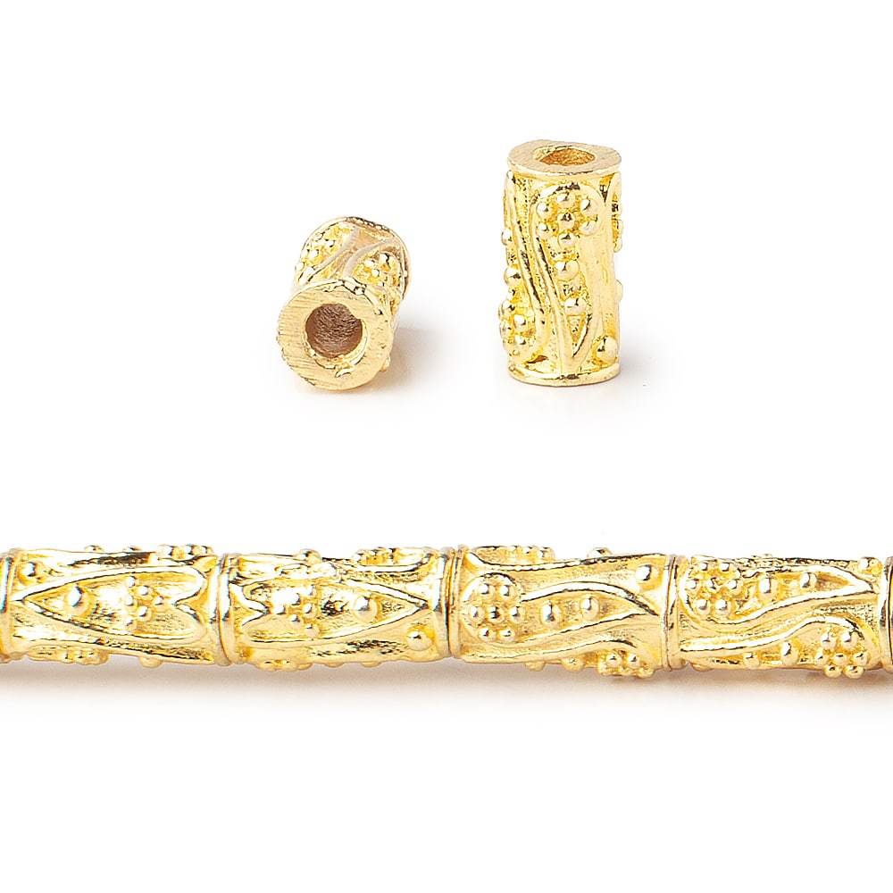 10x5mm Heart & Paisley Design Tube Beads 8 inch 20 pieces (ONLINE ORDER ONLY)