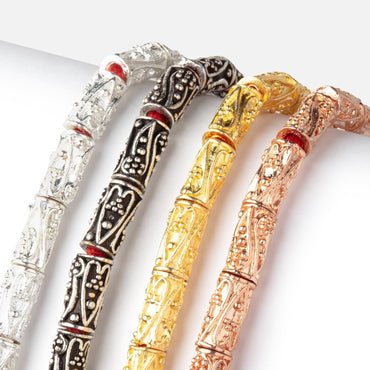 10x5mm Heart & Paisley Design Tube Beads 8 inch 20 pieces (ONLINE ORDER ONLY)