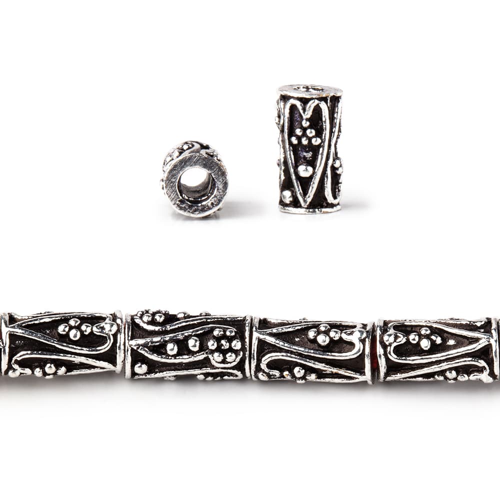 10x5mm Heart & Paisley Design Tube Beads 8 inch 20 pieces (ONLINE ORDER ONLY)