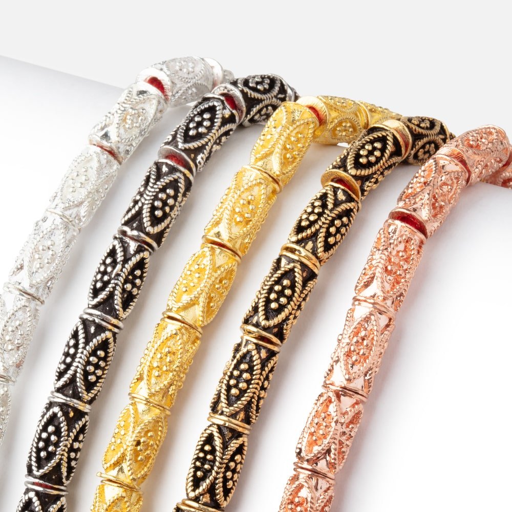 10x5mm Marquise Design Tube Beads 8 inch 21 pieces (ONLINE ORDER ONLY)