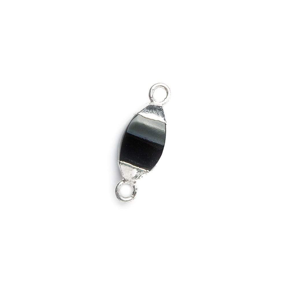 10x5mm Silver Leafed Black Onyx 4 sided Marquise Connector 1 piece (ONLINE ORDER ONLY)
