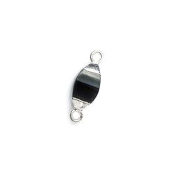 10x5mm Silver Leafed Black Onyx 4 sided Marquise Connector 1 piece (ONLINE ORDER ONLY)