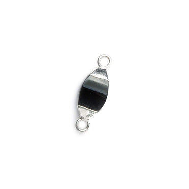 10x5mm Silver Leafed Black Onyx 4 sided Marquise Connector 1 piece (ONLINE ORDER ONLY)