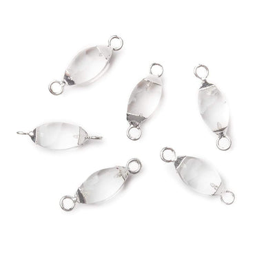10x5mm Silver Leafed Crystal Quartz 4 sided Marquise Connector 1 piece (ONLINE ORDER ONLY)
