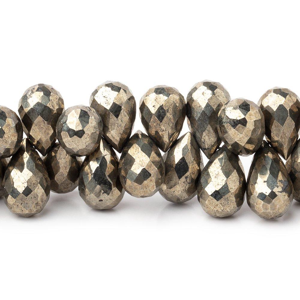 10x6-12x7mm Golden Pyrite Faceted Tear Drop Beads 7 inch 54 pieces AA (ONLINE ORDER ONLY)