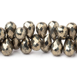 10x6-12x7mm Golden Pyrite Faceted Tear Drop Beads 7 inch 54 pieces AA (ONLINE ORDER ONLY)
