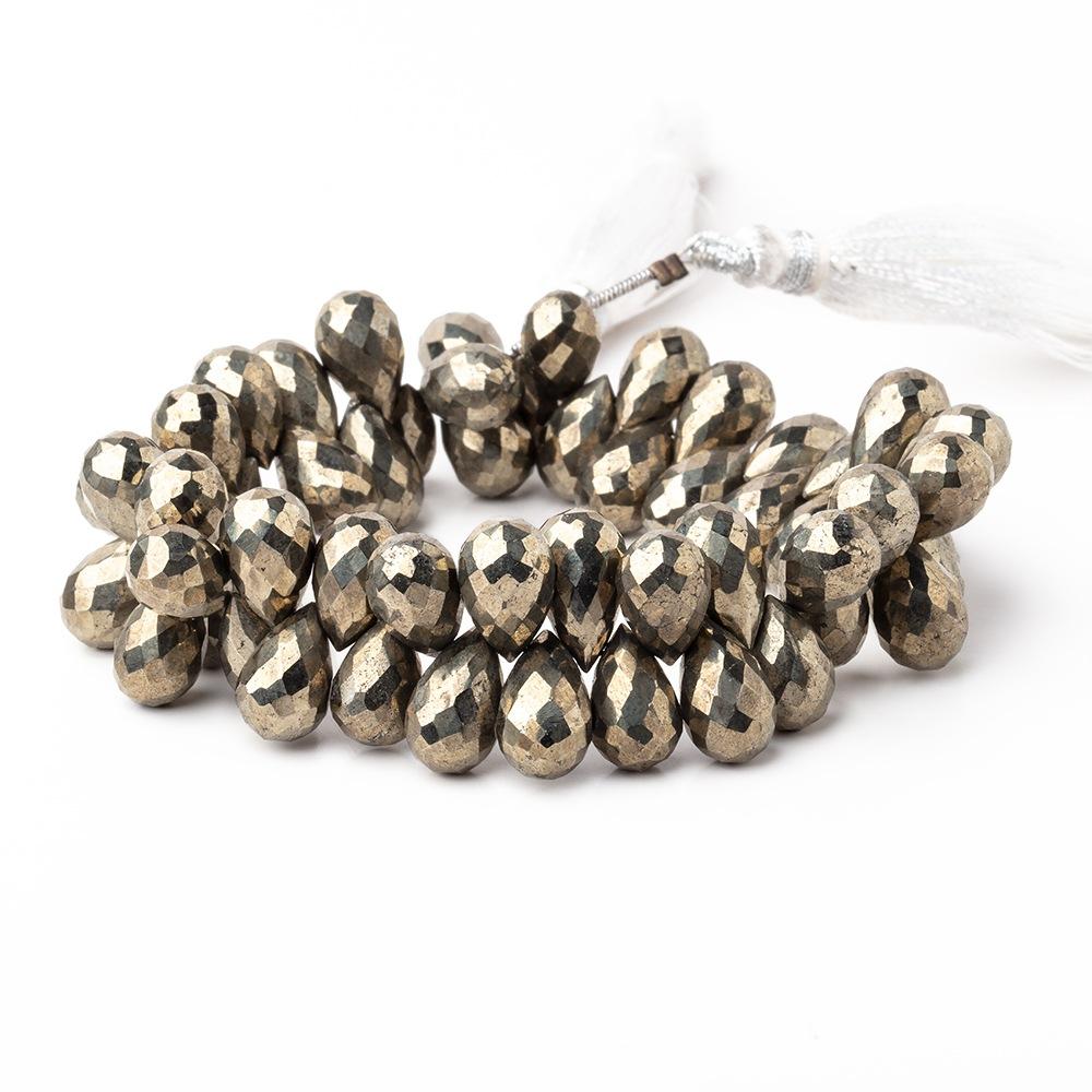 10x6-12x7mm Golden Pyrite Faceted Tear Drop Beads 7 inch 54 pieces AA (ONLINE ORDER ONLY)